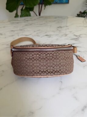 Coach Vintage Y2K Micro Signature Jacquard Waist Pouch Belt Bag 5093 Khaki Tan